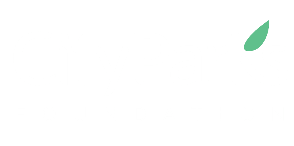 City Parks Foundation Logo on White on Dark Background