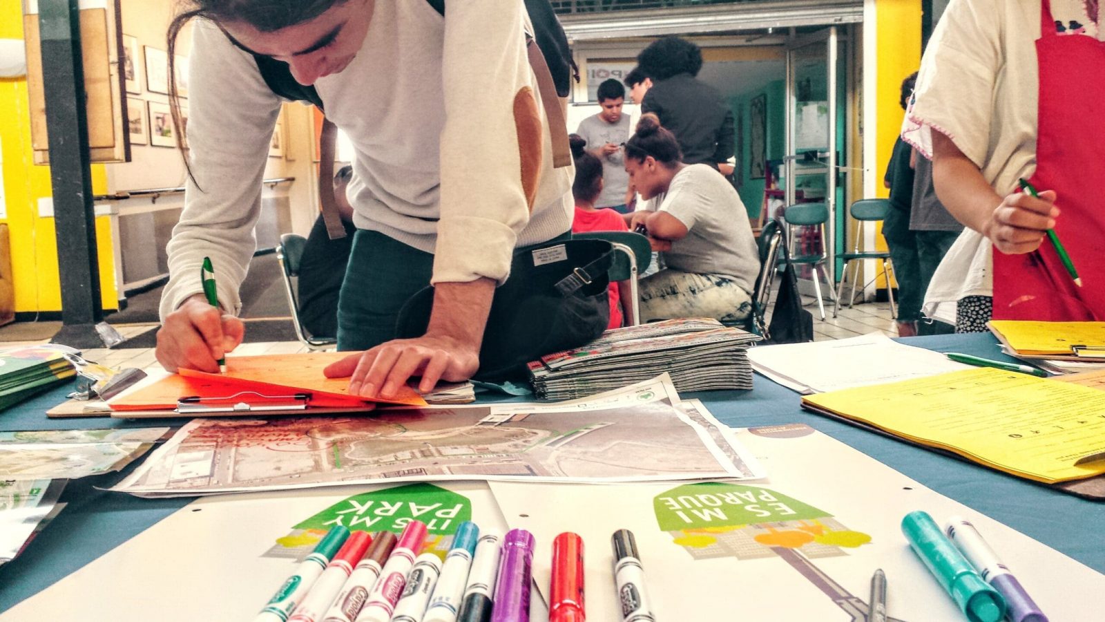 A low-angle shot of a participant at a Partnerships for Parks workshop.
