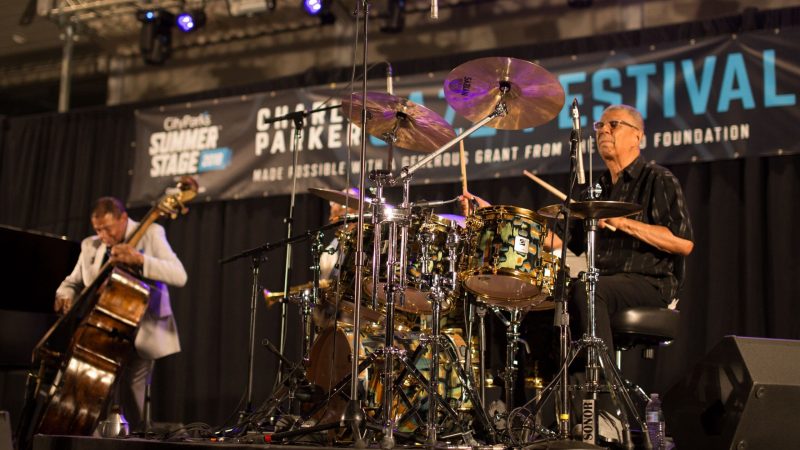 Jazz fusion multi-instrumentalist, Jack DeJohnnette, and bassist Buster Williams performing at the 26th Annual Charlie Parker Jazz Festival. © 2018 Lívia Sá